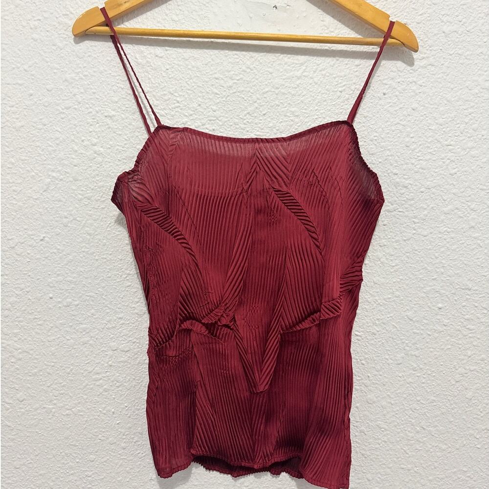 Vintage Han Feng Red Cami Pleated Glam NYC Y2K Going Out Euro